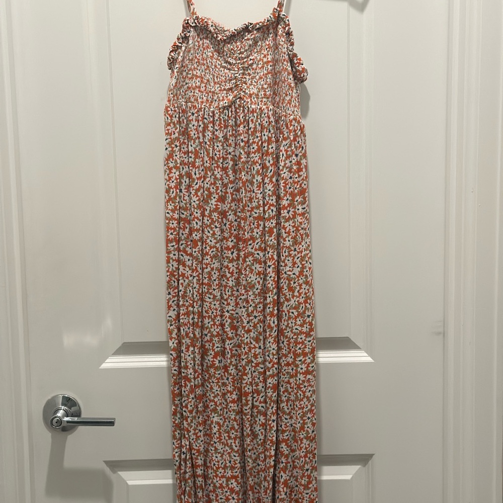 Floral Maxi Dress in Orange and White